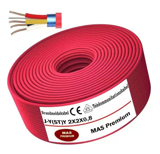 სახანძრო სიგნალიზაციის კაბელი J-Y(St)Y 2 x 2 x 0,8 mm + 0,4 mm  -PVC - FIRE ALARM CABLE (300m) (30622)