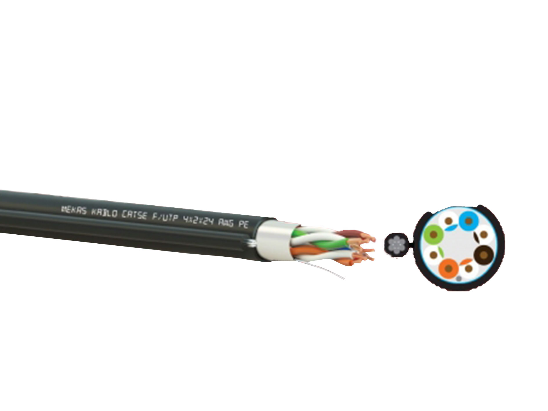 ქსელის კაბელი გარე მონტაჟის (ტროსით) CAT 5e F/UTP 4x2x24 AWG-CU - PE - DATA CABLE with Messenger OUTDOOR (Z11442-AP)