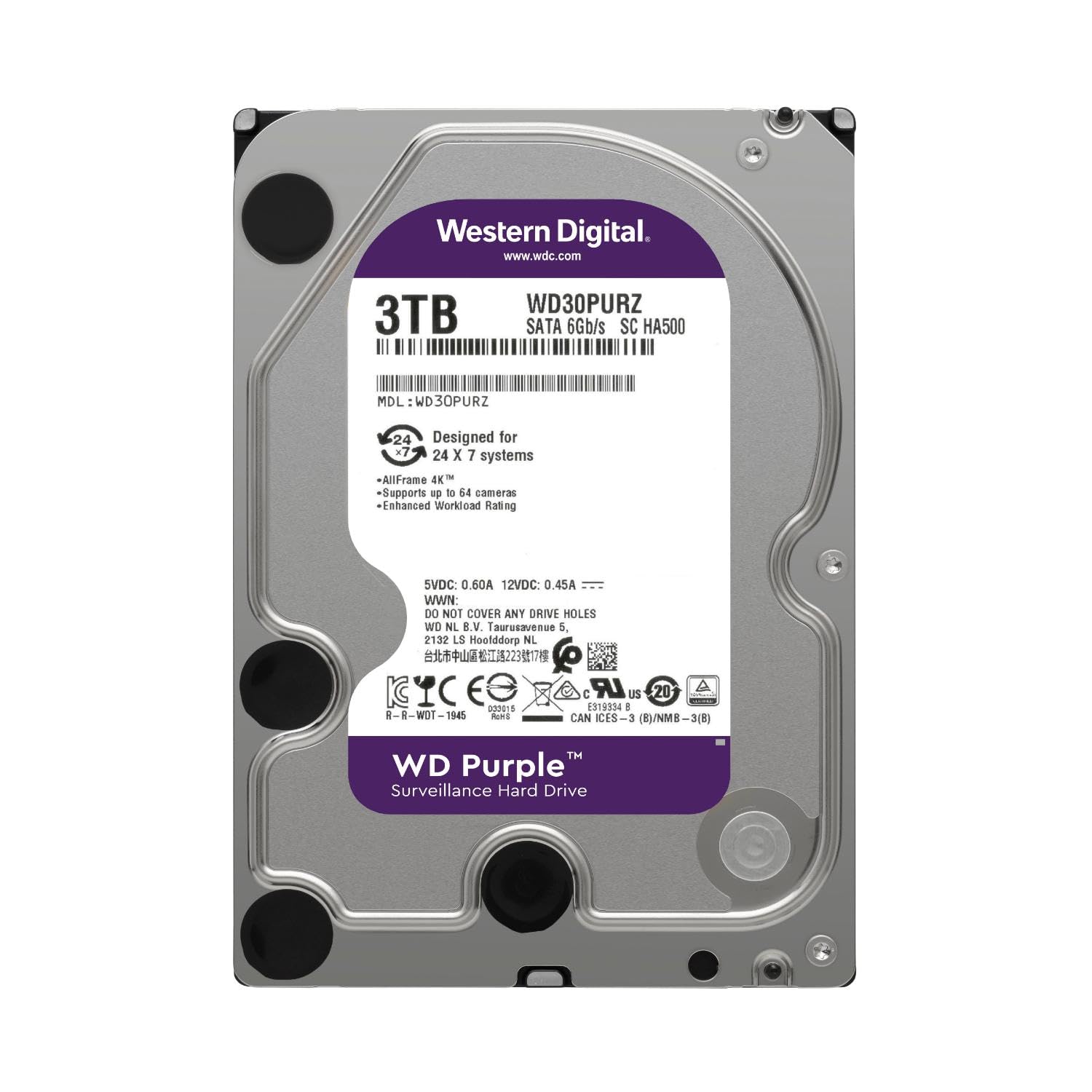 მყარი დისკი, Western Digital, 3TB, HDD,WD32PURU,3.5'',SATA3,WD